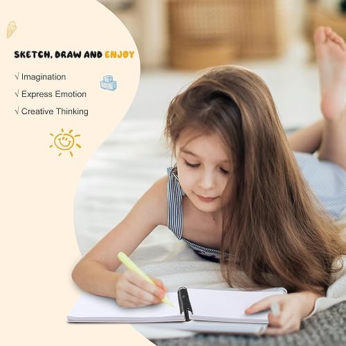 Miniatura 2 de Bibiage Cuaderno de bocetos para niños, bloc de dibujo en espiral de 9 x 9 pulgadas, 200 páginas para niñas, diario en blanco, regalo para niños,