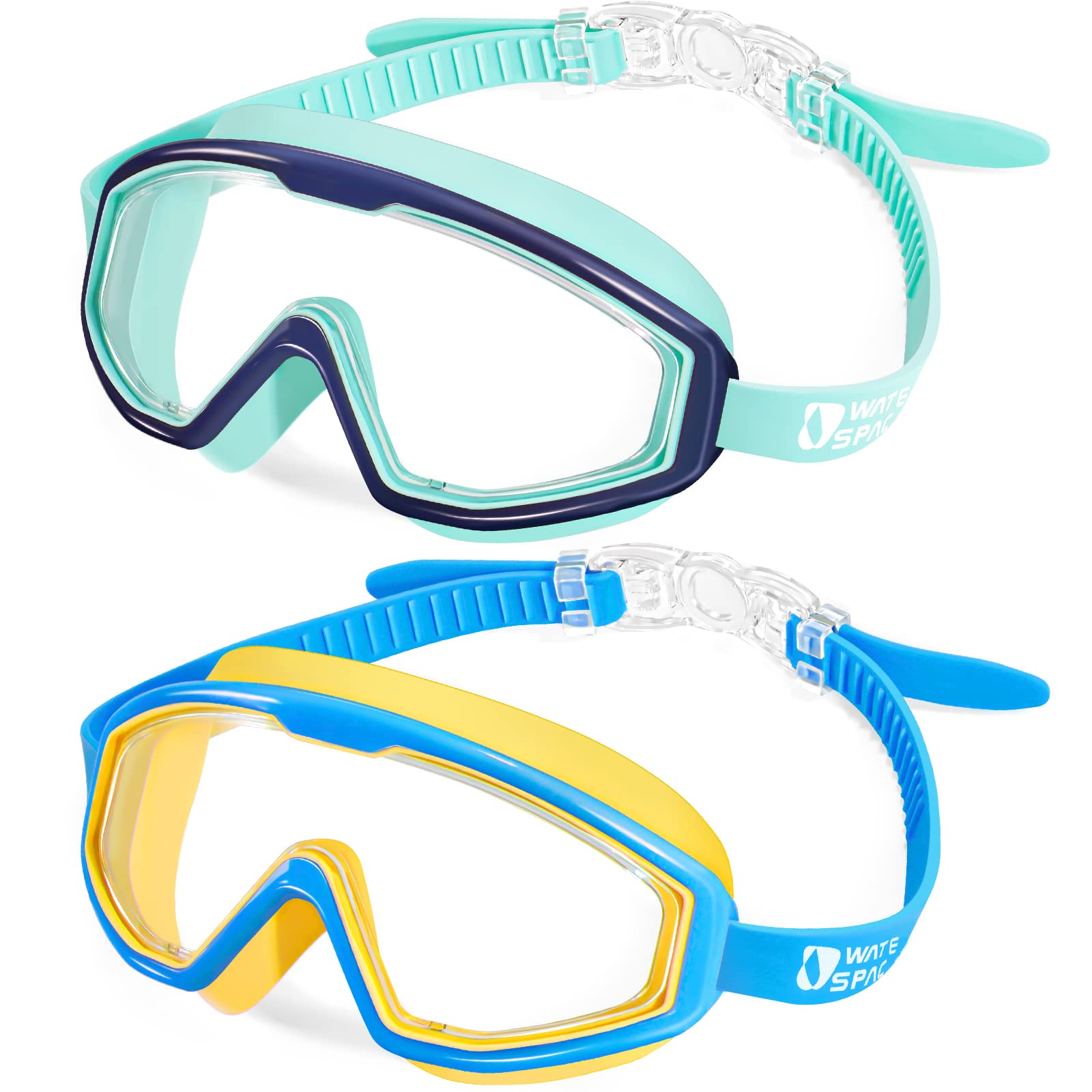 Water Space Gafas Natacion para Niño 3-15, Vista Panorámica Antivaho Sin Fugas Gafas para Piscina Playa