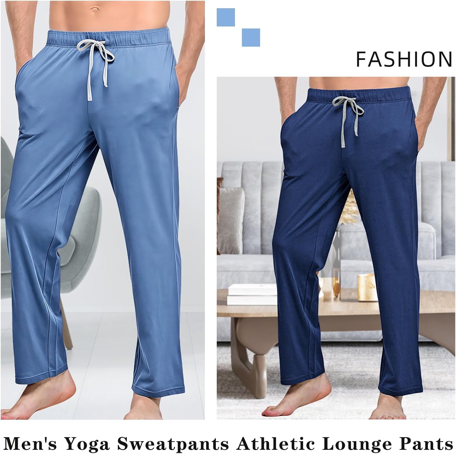 Mens Yoga Sweatpants Athletic Lounge Pants Lightweight Elastic Waist Jogger Pajamas Casual Pants with Pockets - Image 5