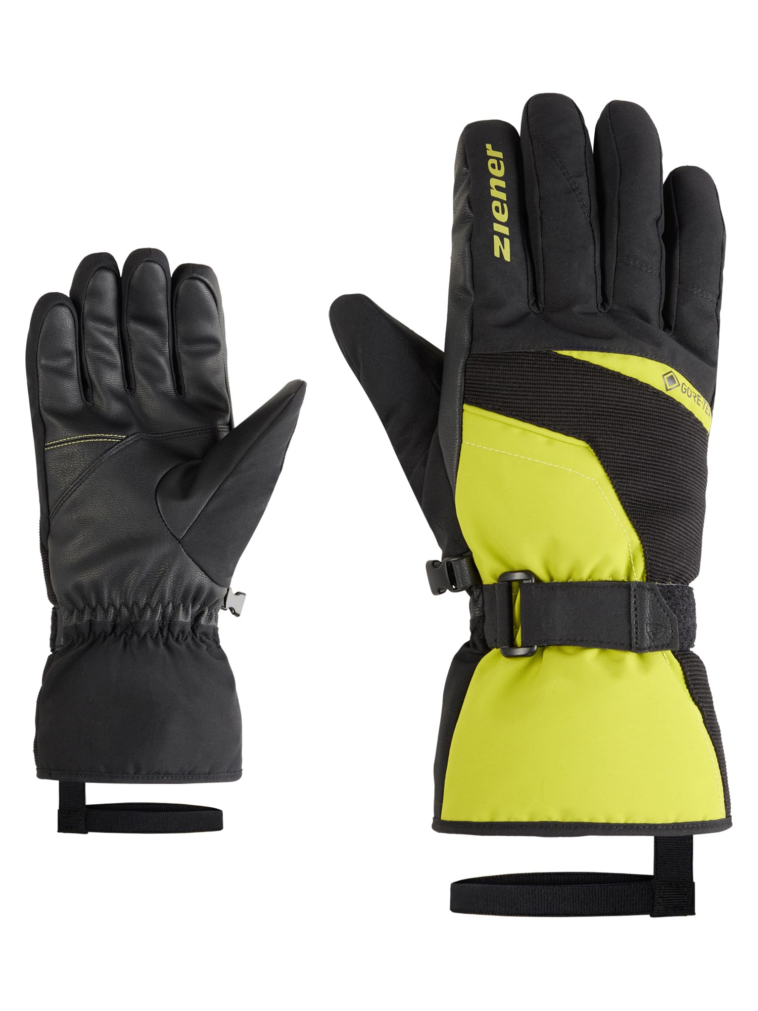 Ziener Men's Galerius-Z Ski Gloves/Winter Sports | Gore-Tex, Long Cuff, PFC Free, Black.Electric Grass, 10