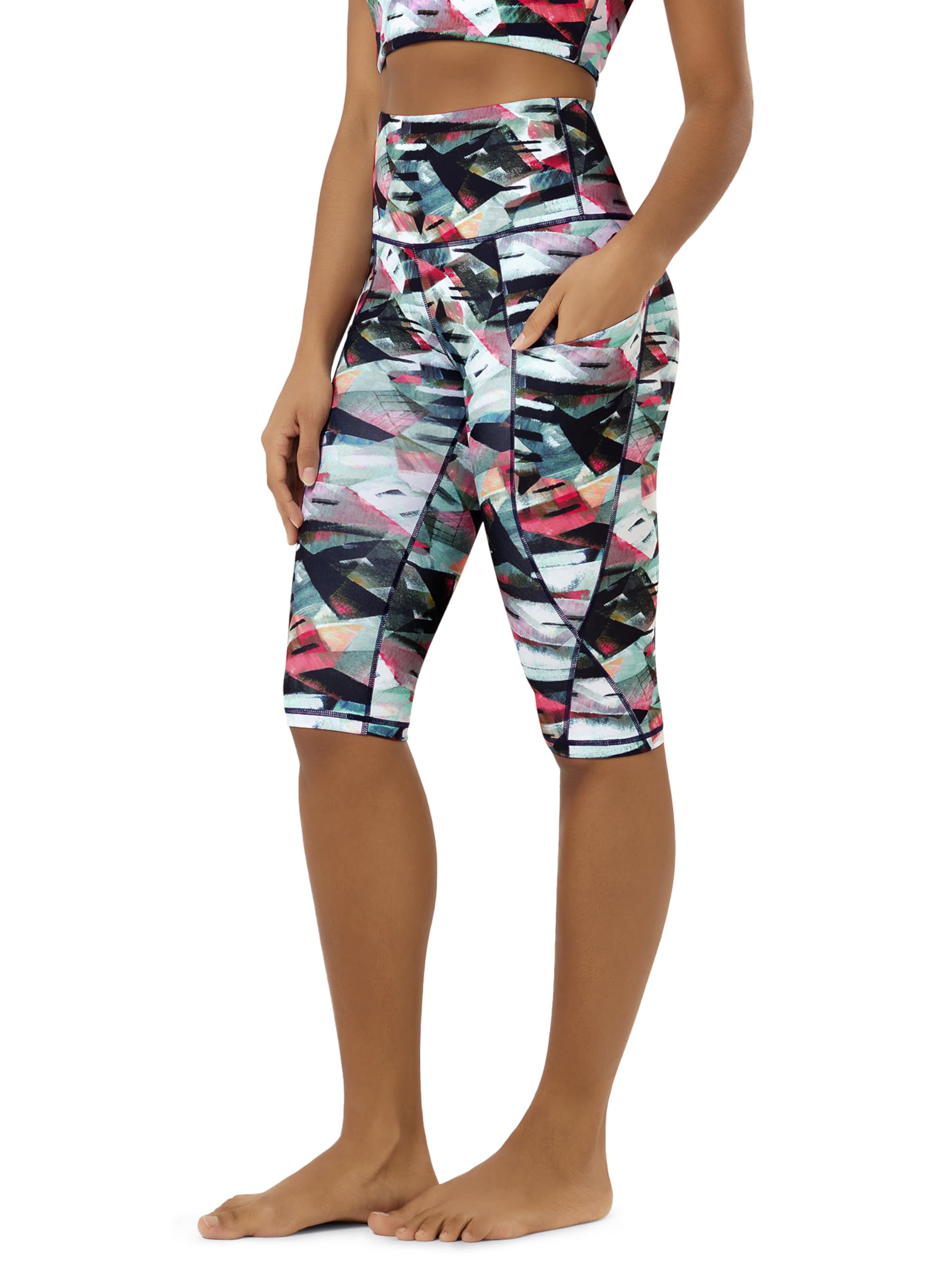ODODOS Women's High Waisted Yoga Capris with Pockets, Tummy Control Non See Through Workout Athletic Running Capri Leggings