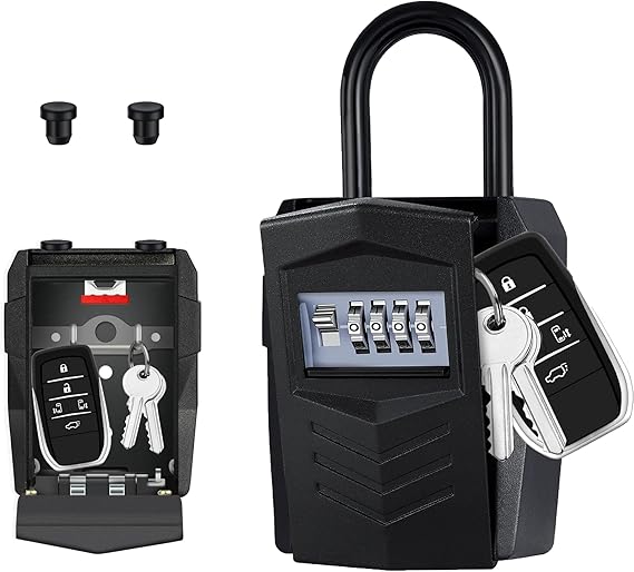 ZHEGE Padlock Key Safe, Large Car Key Lock Box Outdoor for over 10 Home