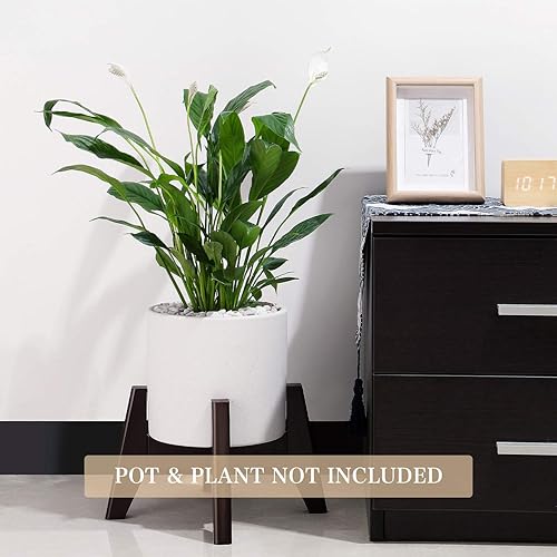 Miniatura 2 de Soportes para plantas de interior, soporte de bambú para plantas de mediados de siglo, ancho ajustable, se adapta a macetas de 8, 9, 10, 11, 12