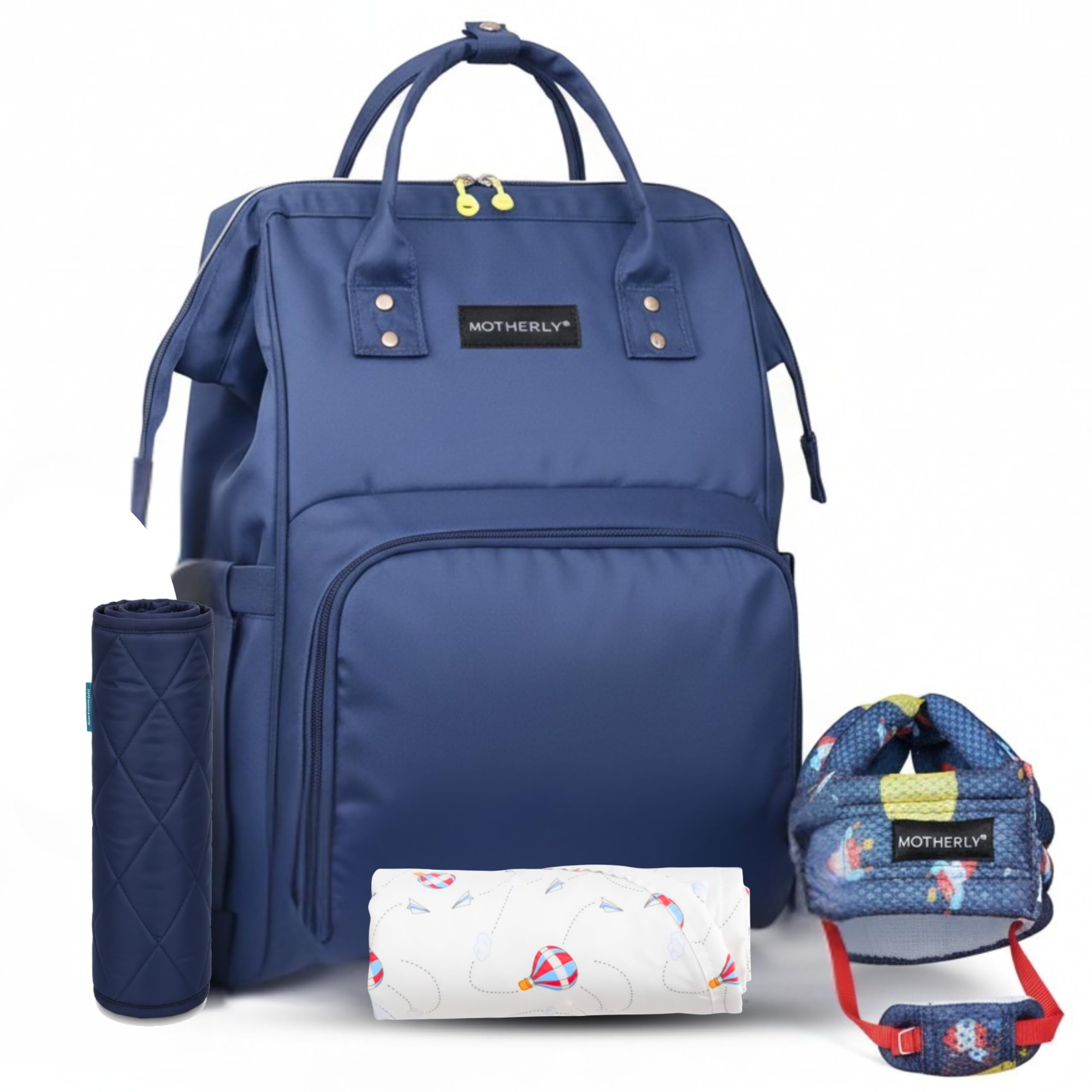 Motherly Newborn Baby Gift Set – Diaper Bag Combo with Changing Mat, Nursing Cover & Baby Safety Helmet | Perfect Baby Shower Gift Set-image-33
