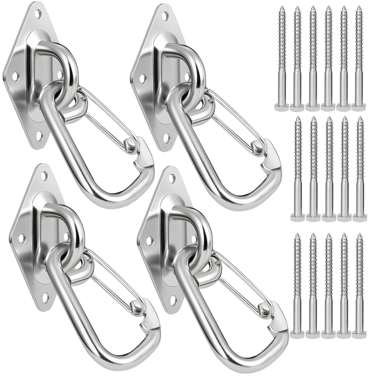 Kit de suspension robuste pour hamac – Crochets à œillet en acier inoxydable avec vis de montage pour plafond et mur – Matériel de charge de 1 632,9 kg pour intérieur et extérieur TRX Gym