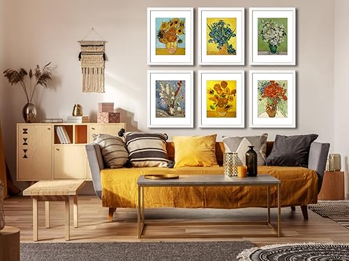 Vista 289 de Juego de 6 portarretratos de 5 x 7 con cristal real para fotos de 4 x 6 con paspartú o 5 x 7 sin paspartú, para pared o mesa, marcos de fotos