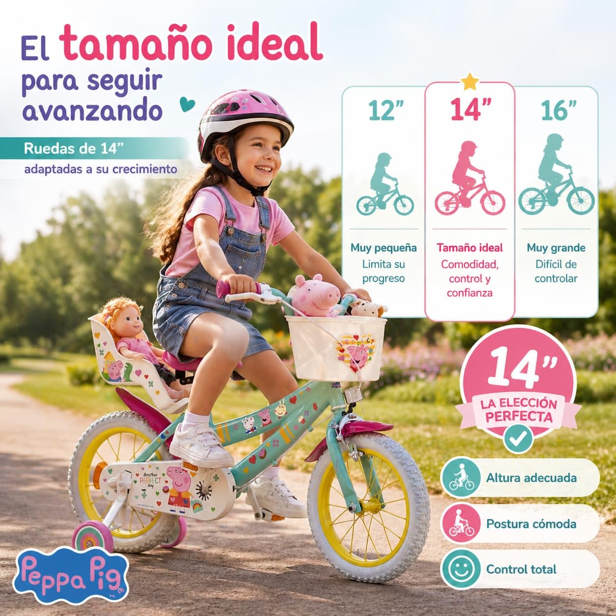 Bicicleta 14" Peppa Pig 4/6 años