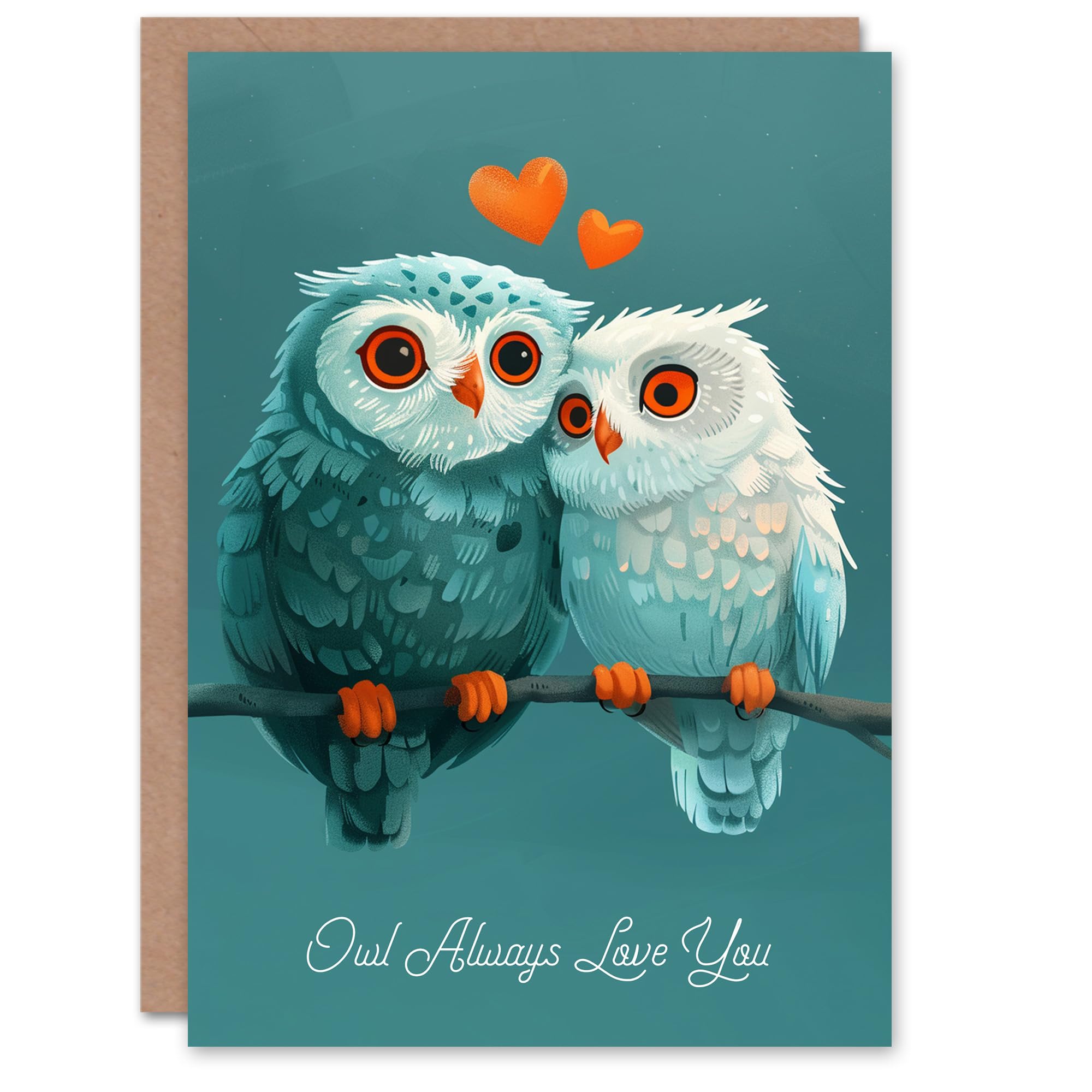 Always Love You Pun Two Cute Owls on Branch Anniversary Card