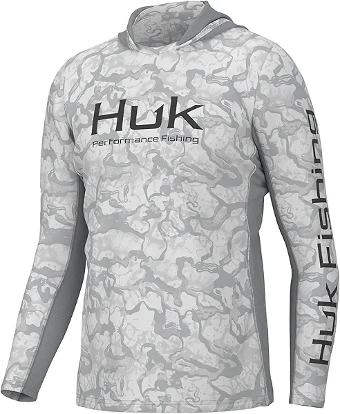 HUK Men's Icon X Pattern Hoodie, Fishing Shirt with Sun Protection