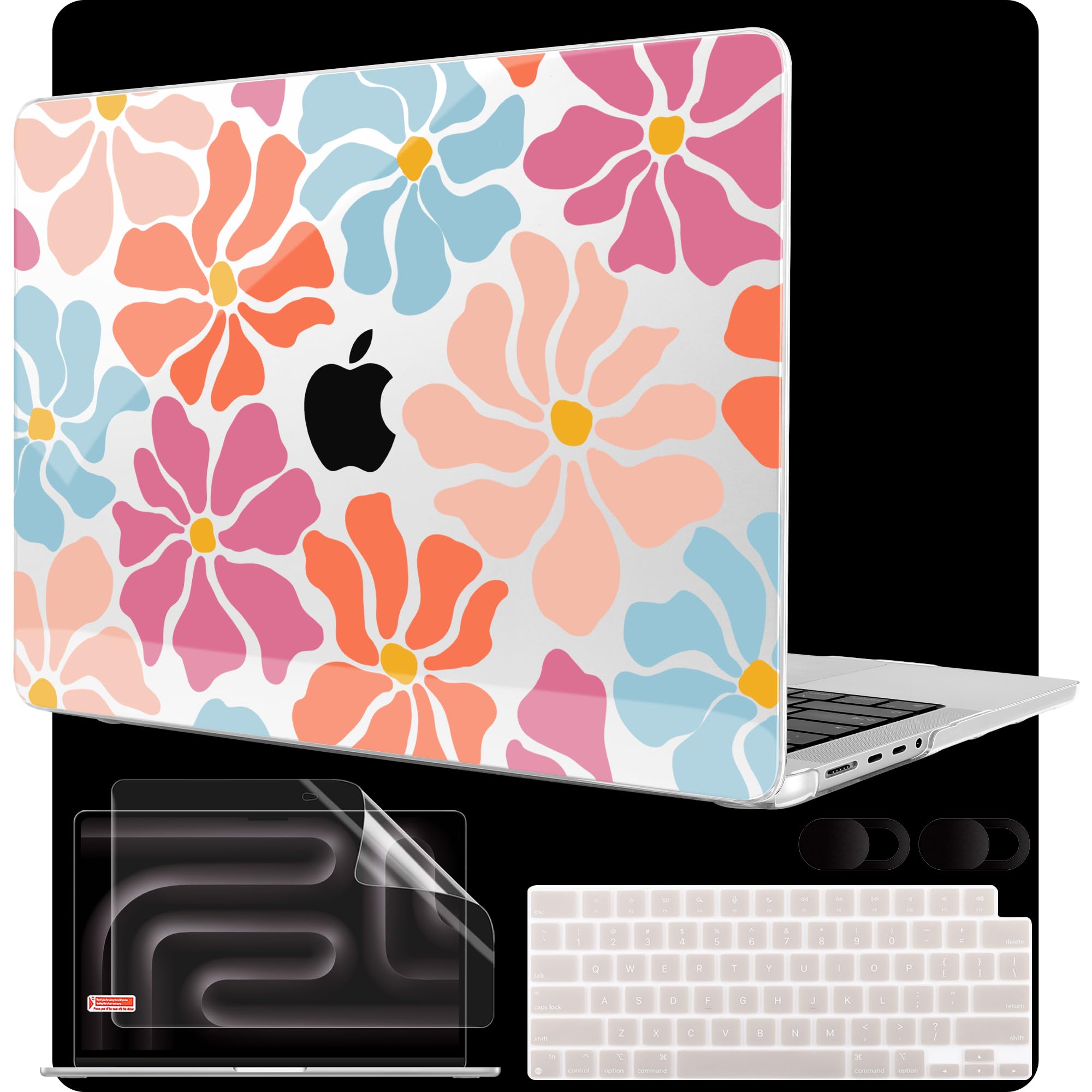 MEEgoodo Case for MacBook Pro 16 inch 2026 2024 2023 2021, Laptop Hard Shell Compatible with M5 M4 M3 M2 M1 Pro/Max Chip, Fit Model A3429/A3428/A3403/A3186/A2991/A2780/A2485, Minimalist Style Floral