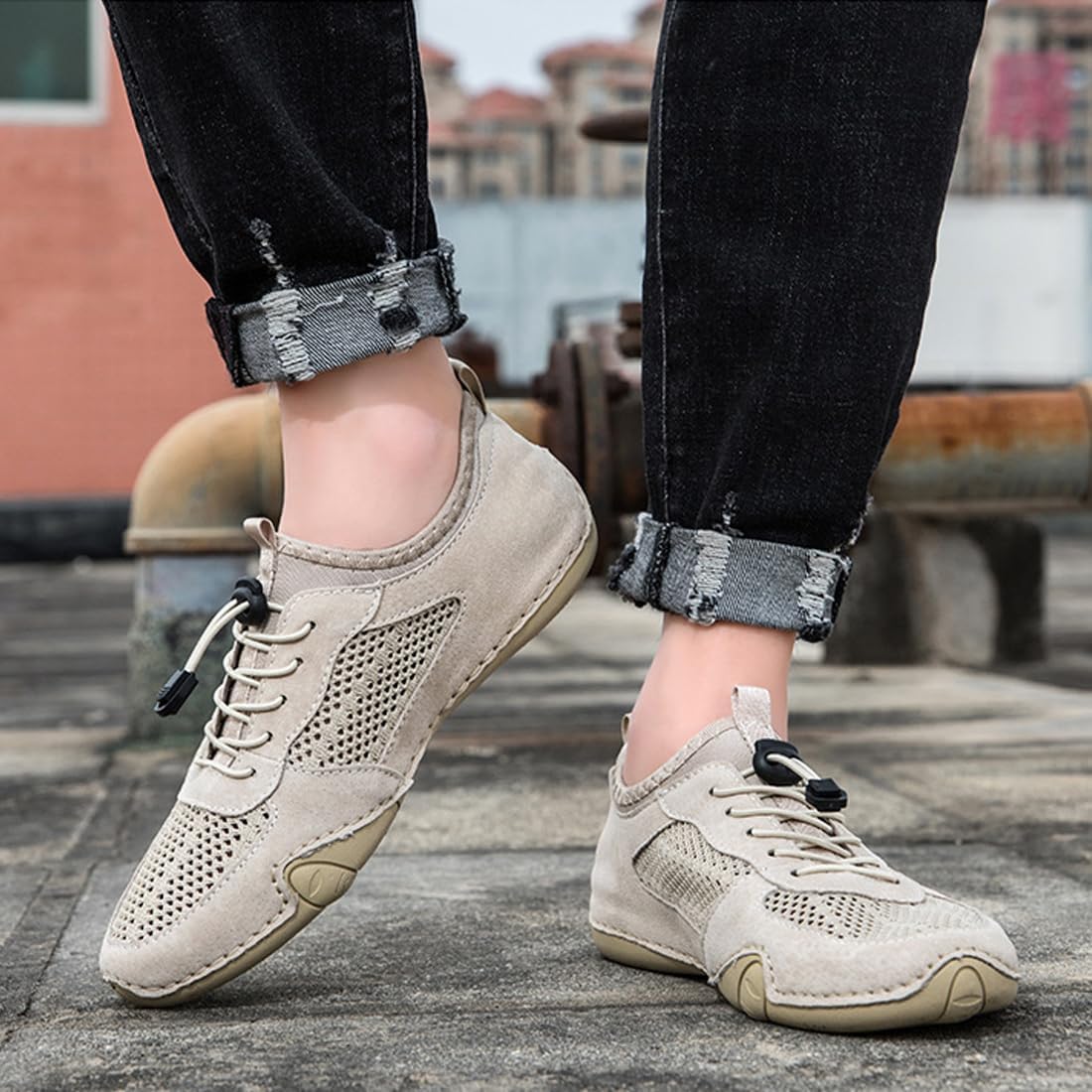 Boxpopla Men's Outdoor Mesh Trail Shoes for Hiking & Walking Slip-on Summer Sports Shoes Breathable Mesh Non-Slip Lightweight Casual Sneakers Camping & Driving - Image 5