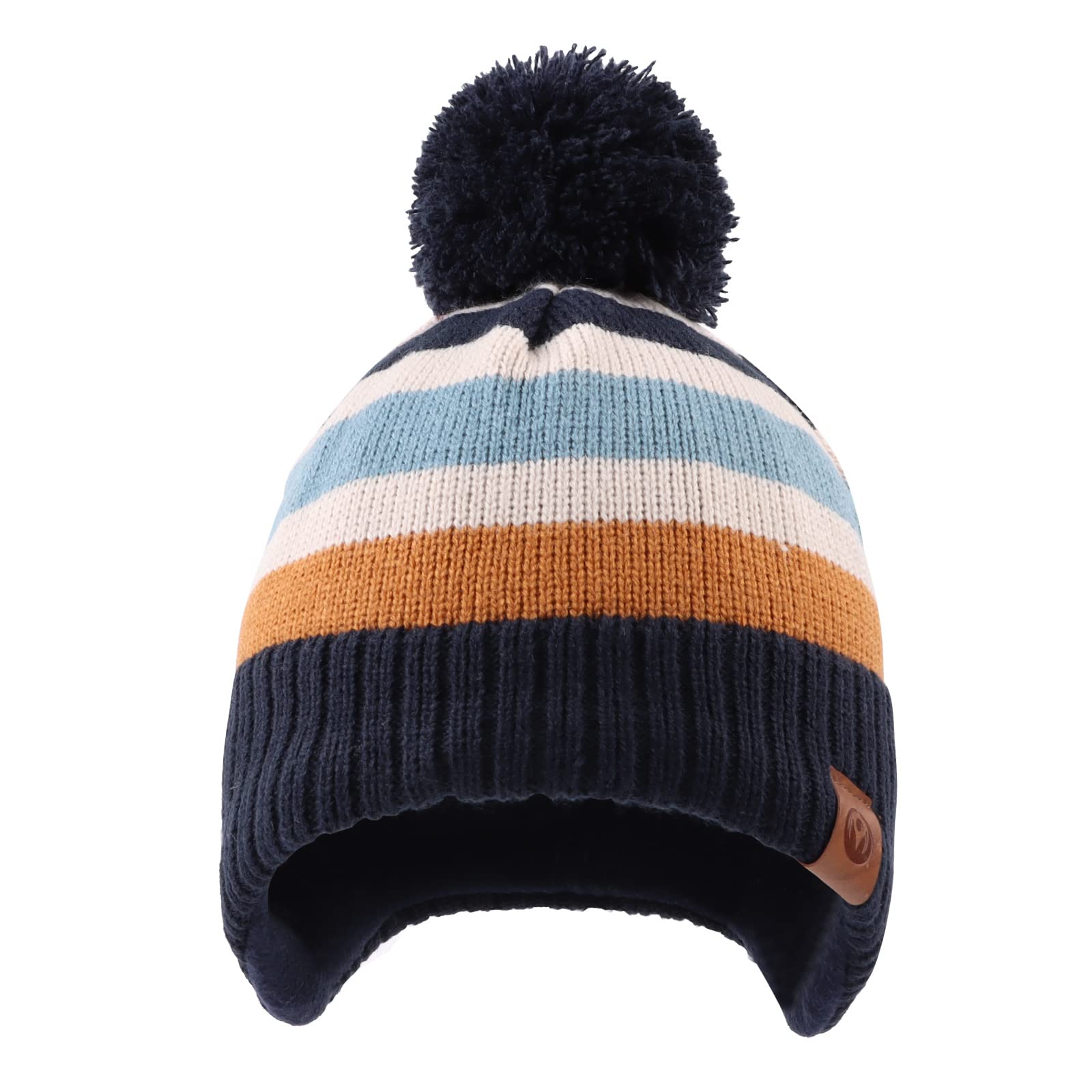 XIAOHAWANG Dzianinowa czapka dziecięca zimowa ciepła chłopcy dziewczęta czapka beanie polarowa podszewka dla małych dzieci czapka z pomponem