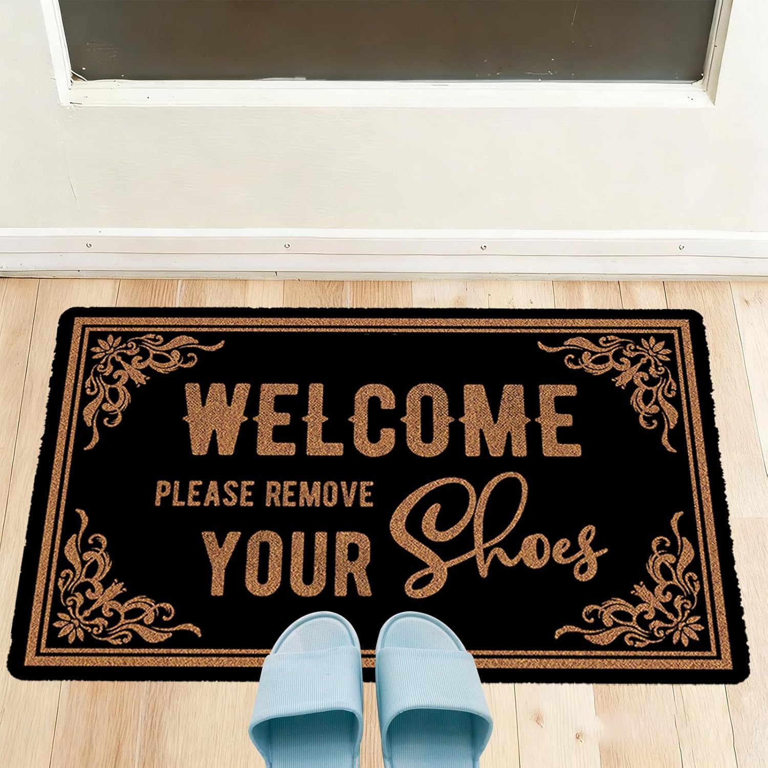 Please Remove Your Shoes Welcome Inside Outside Mat Funny Door Mats Ideal for Home Entrance High Traffic Area Durable Resist Dirt 30"(W) X 17"(L)