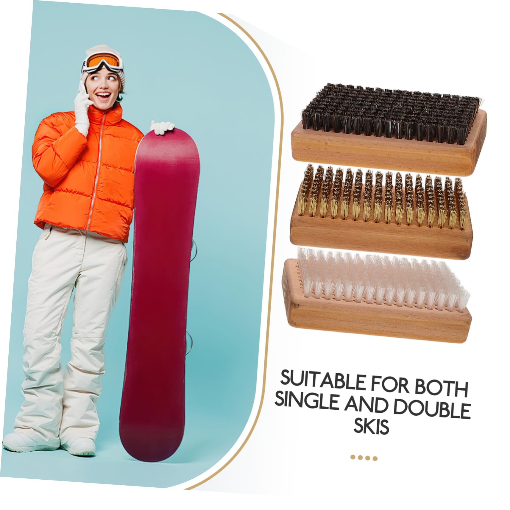 Hemobllo 3pezzi Kit Spazzola per Sci e Snowboard Manico in Spazzola per Pulizia Cera da Sci e Snowboard Strumento per Pulizia
