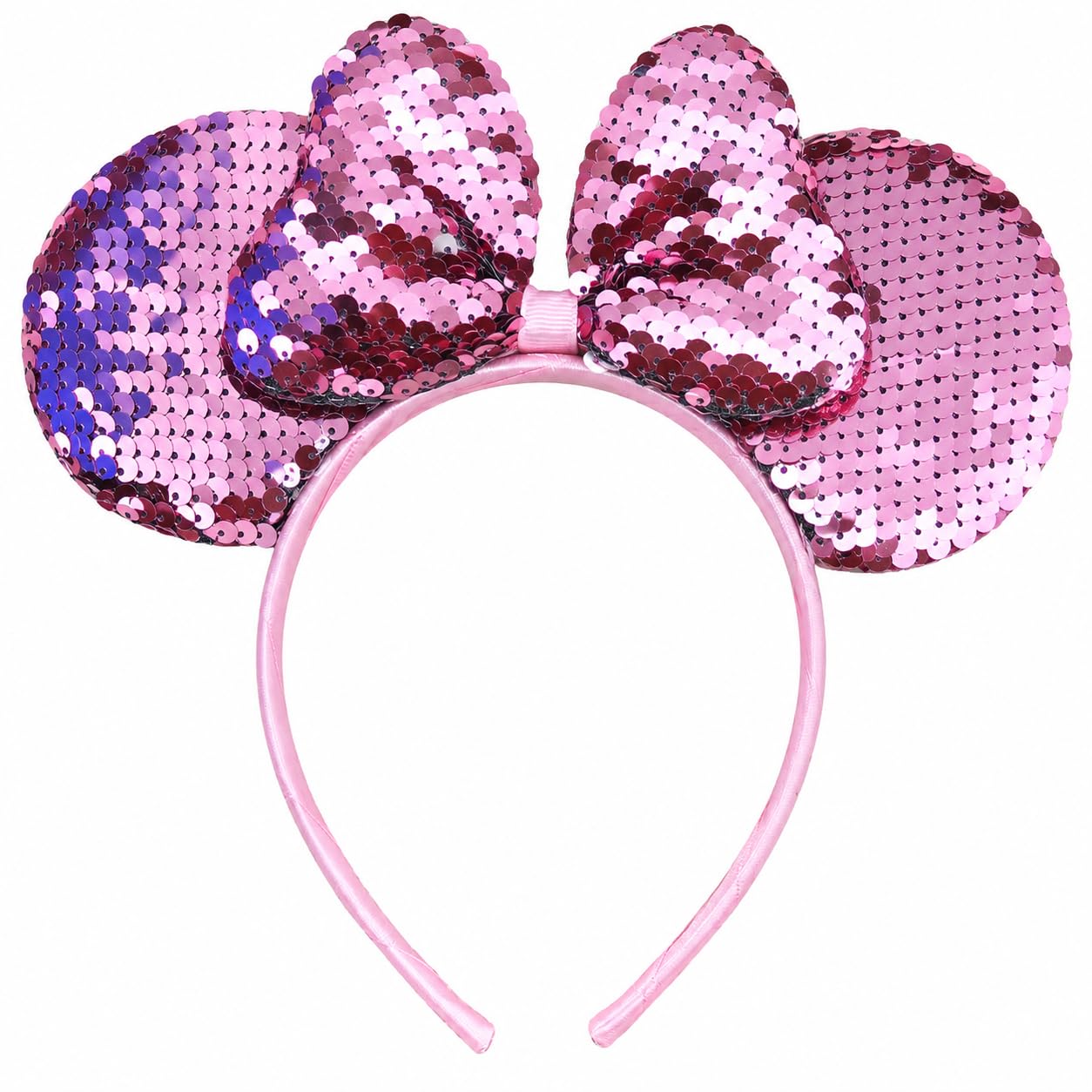 El Regalo Kids Sequin Mouse Ear Hairband with Bow for Girls | Cute Cartoon Mouse Headband | Glitter Party Hair Accessory | Fancy Dress Hair Band for Birthday, Theme Party, Halloween, Christmas & Photoshoot (Pink)-image-10
