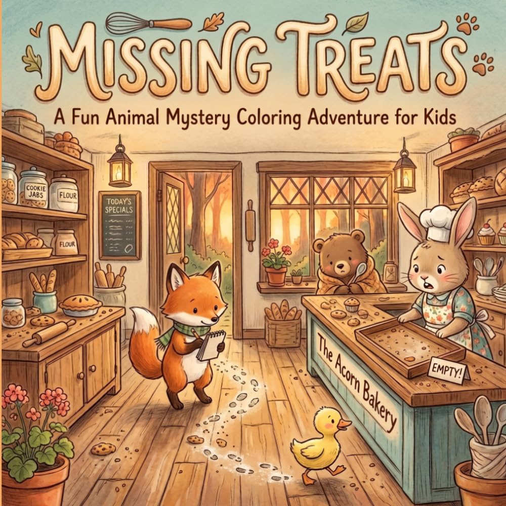 Missing Treats: A fun animal mysteries coloring adventures for kids