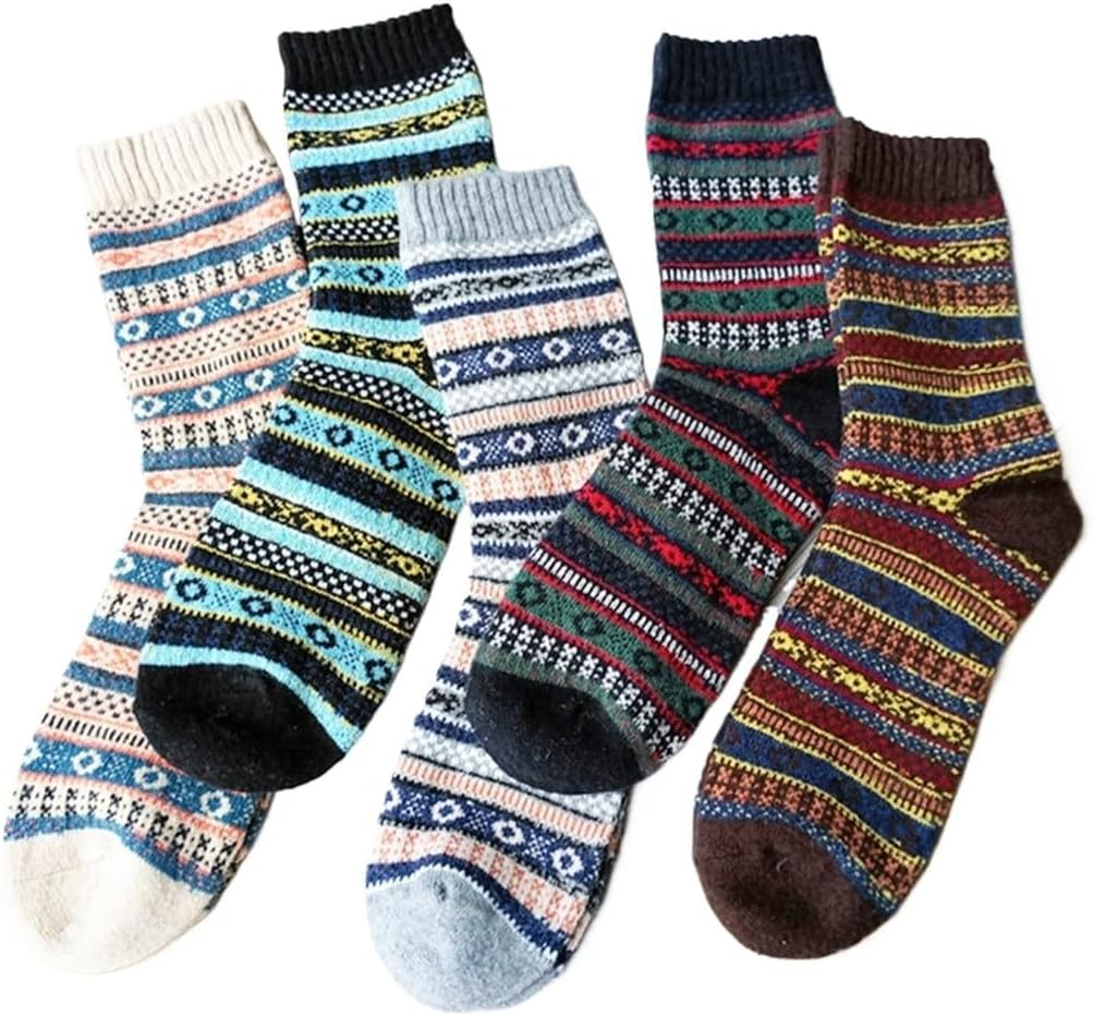 Autumm Winter Men Thicken Warm Harajuku Retro Fashion Casual Wool Cotton Socks Snow