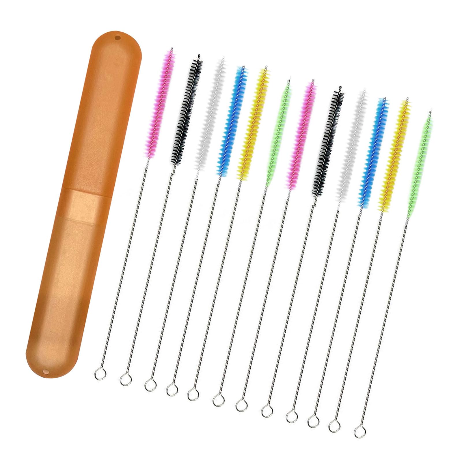 6/8/12 pennelli per la pulizia della paglia, con manico in acciaio, per cucina, laboratorio, set di spazzole per la pulizia efficiente e facile