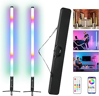 2 Pack 360 RGBW Tube Light Bar Rechargeable D40 5ft DJ Lights Professional Party Light Sticks for Outdoor Performance Live Stream Wedding Event Lighting