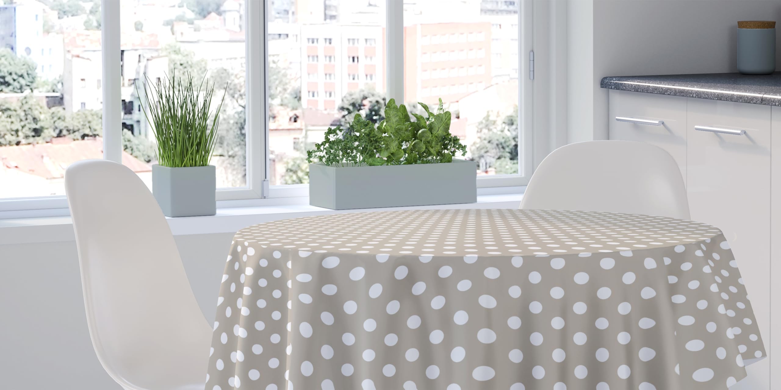 Home Direct Wasdoek tafelkleed afwasbaar rond 140cm kleine stippen rood