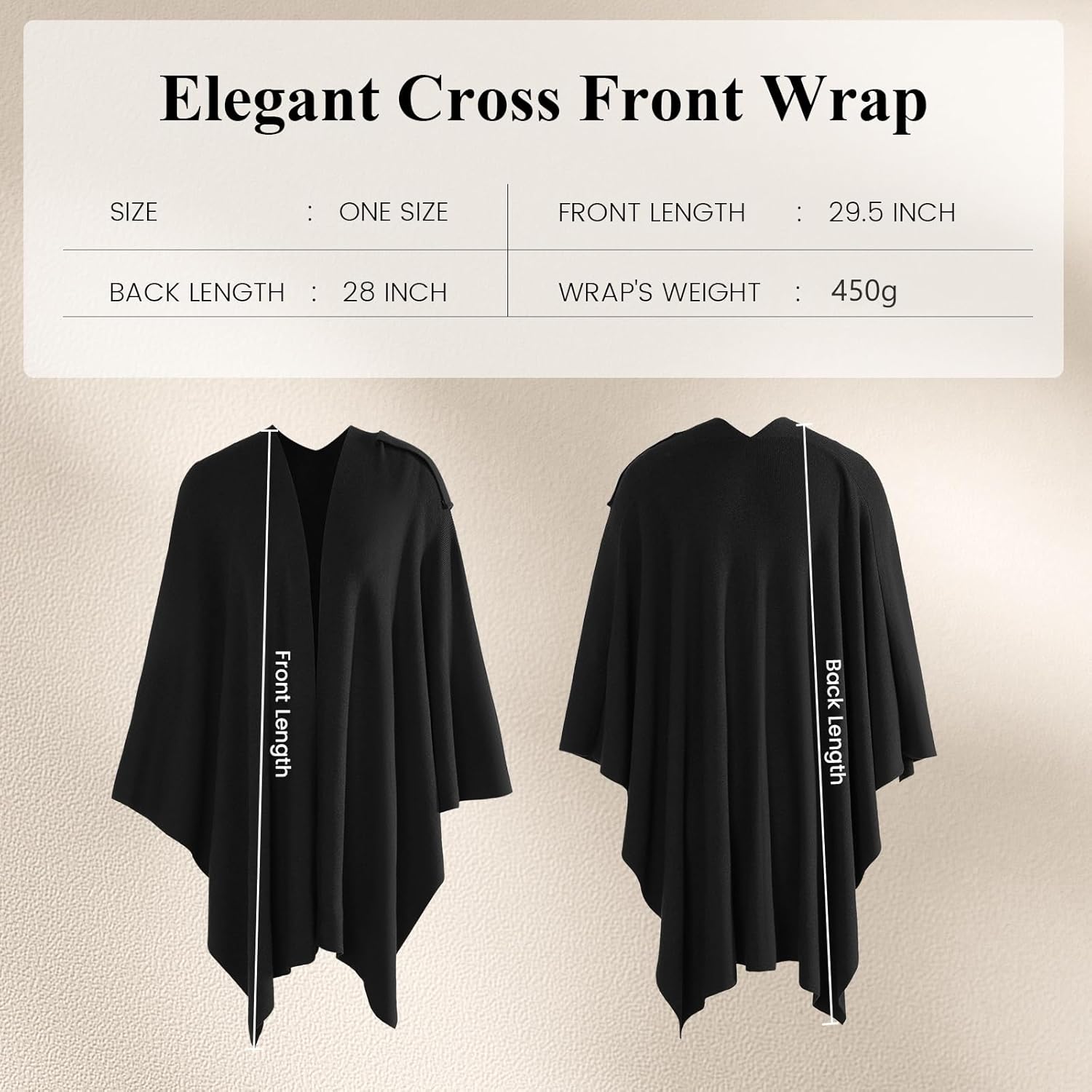 Pleneal Shawl Wraps for Women, Front Poncho Wrap Sweater Cross Open Poncho Wraps, Knitted Elegant Shawls for Fall Winter - Image 2