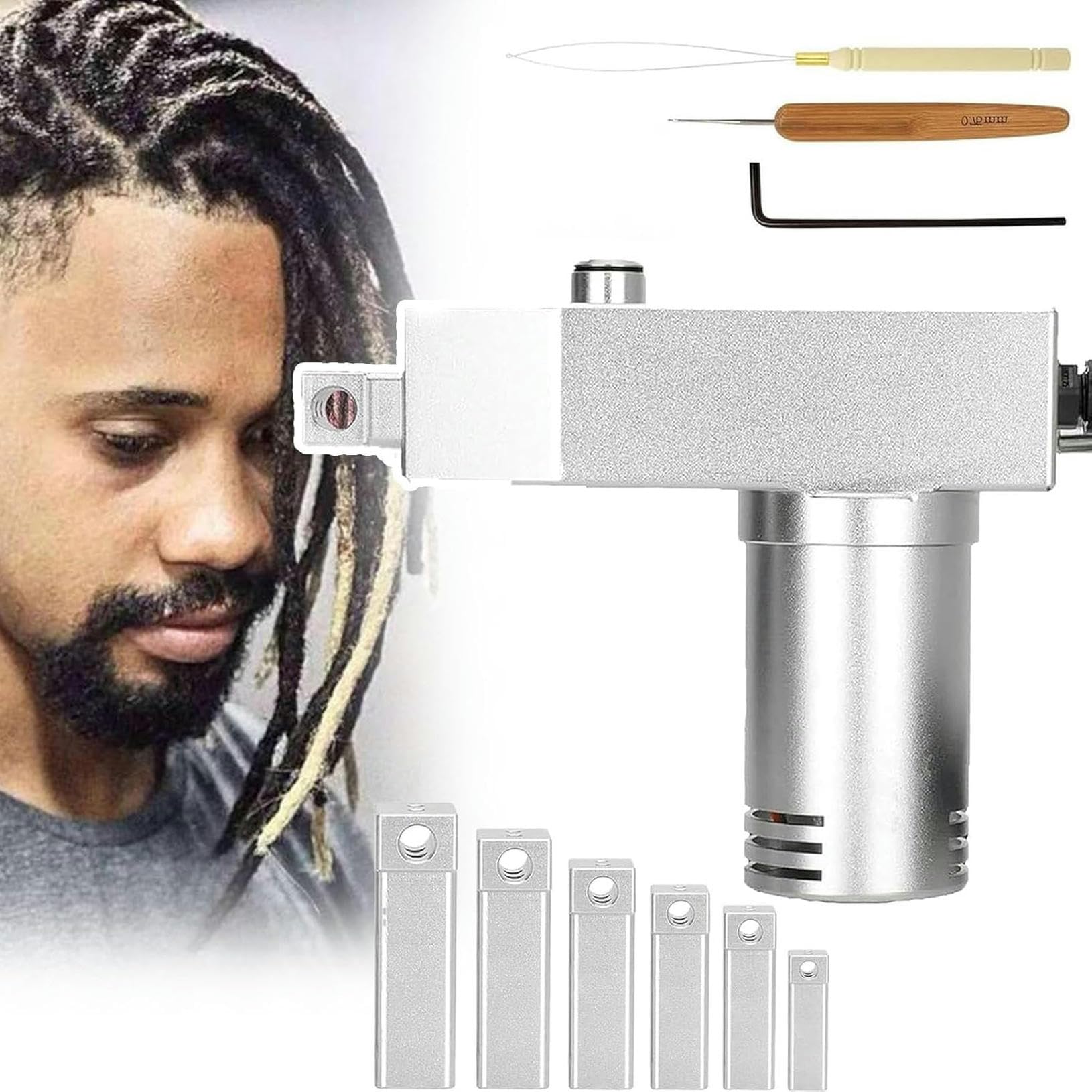 Máquina para rastas eléctrica automática con 6 orificios para extensiones sintéticas