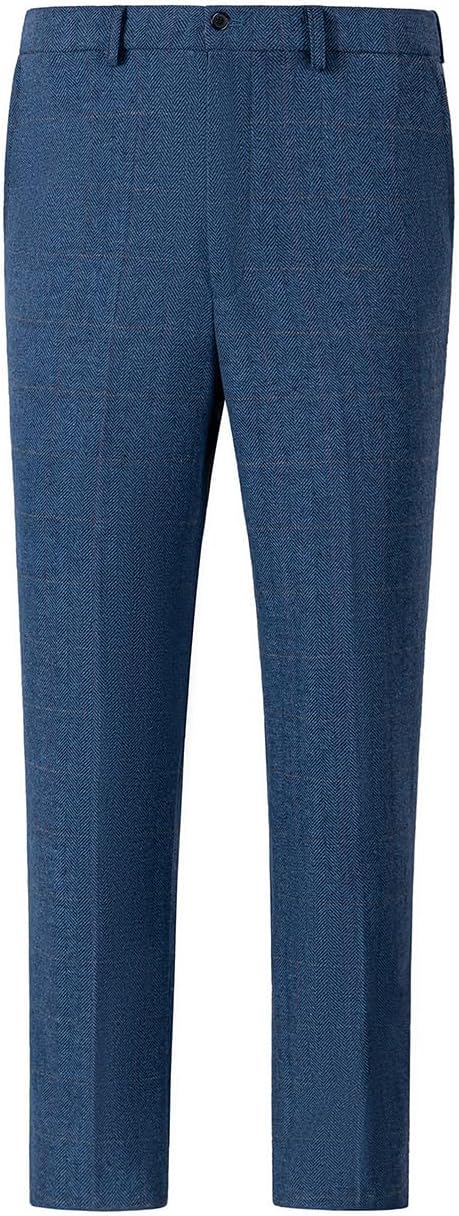 Men's Dress Pants Tweed Plaid Classic Fit Siut Separates Slim Stylish Wool Casual Business Suit Pants - Image 3