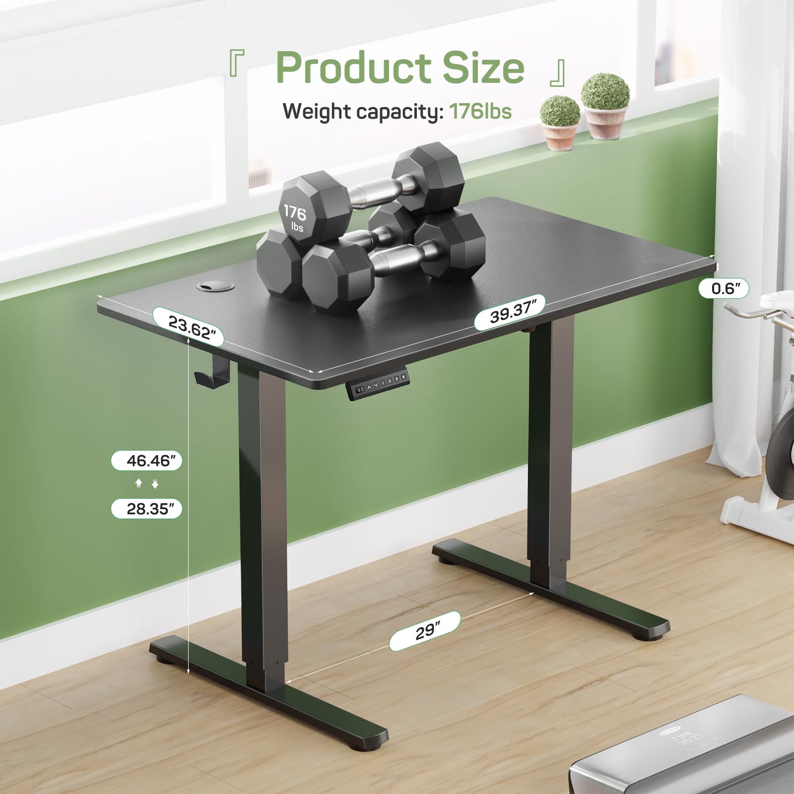 Amazon | Zibbizo 電動昇降式スタンディングデスク 40x24インチ 人間