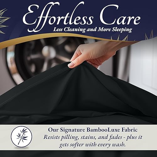 Miniatura 5 de DECOLURE 100% viscosa orgánica derivada de sábanas de bambú, tamaño King, 4 piezas, ultra suaves y lujosamente refrescantes, bolsillo profundo de 17