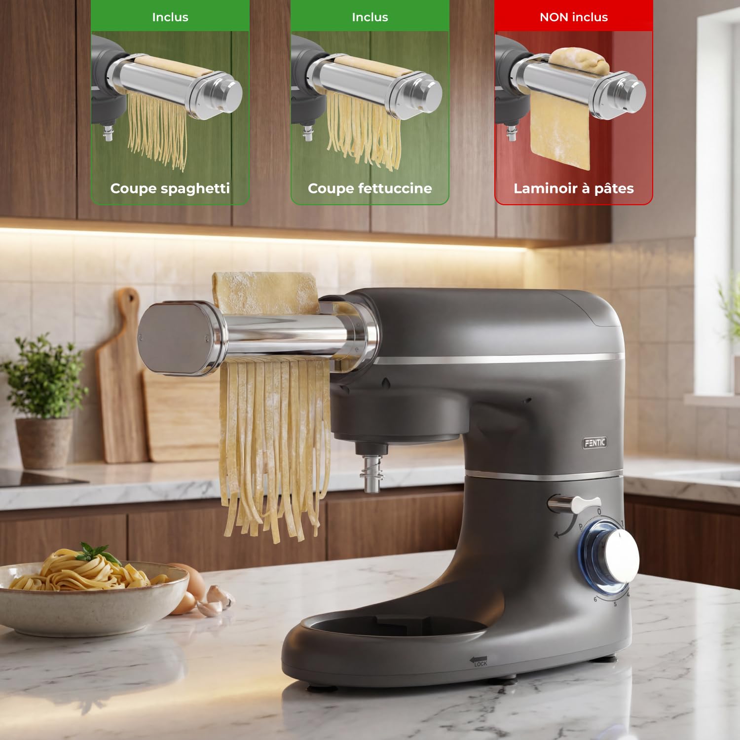 Ensemble Machine à pâtes compatible SM-1504P et SM-1504BM - Fettuccine et Spaghetti Maker
