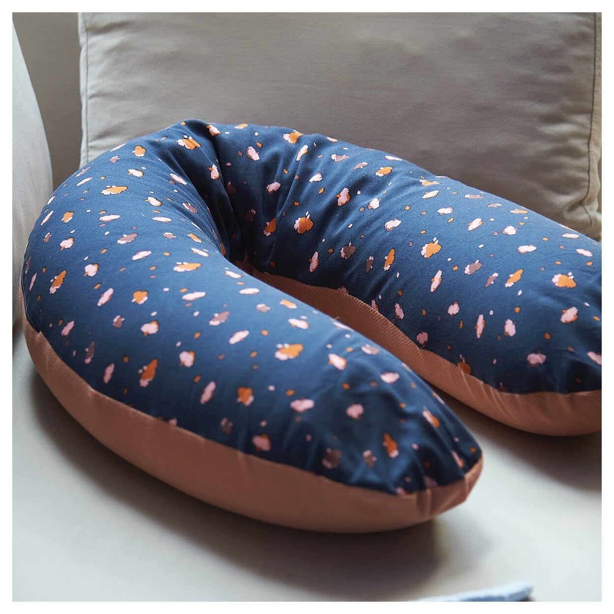 Candide – Cojín de embarazo – Cojín de lactancia – Cojín de maternidad – Hamaca para bebé – Multirelax – 3 9 kg – desenfundable – Fabricado en Francia – 69 x 44 x 14 cm (floral/verde de gris)