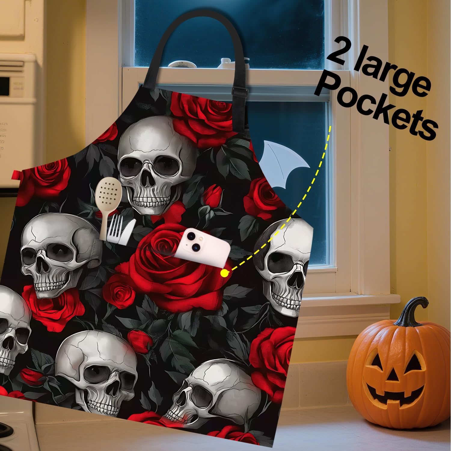 ANNA QUEEN Funny Cat Apron for Women Men with Pockets Spring Sunflower Apron Adjustable Kitchen Chef Cooking Apron