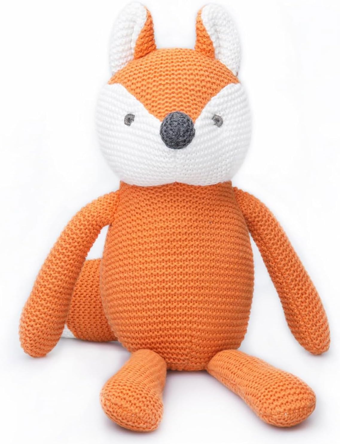 FluffyFun 100% Organic Cotton Orange Fox Plush Toy - 7.1" Soft Hypoallergenic Stuffed Animal for Newborns, OEKO-TEX Certified