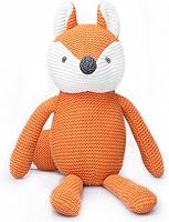 FluffyFun 100% Organic Cotton Orange Fox Plush Toy - 7.1" Soft Hypoallergenic Stuffed Animal for Newborns, OEKO-TEX Certified