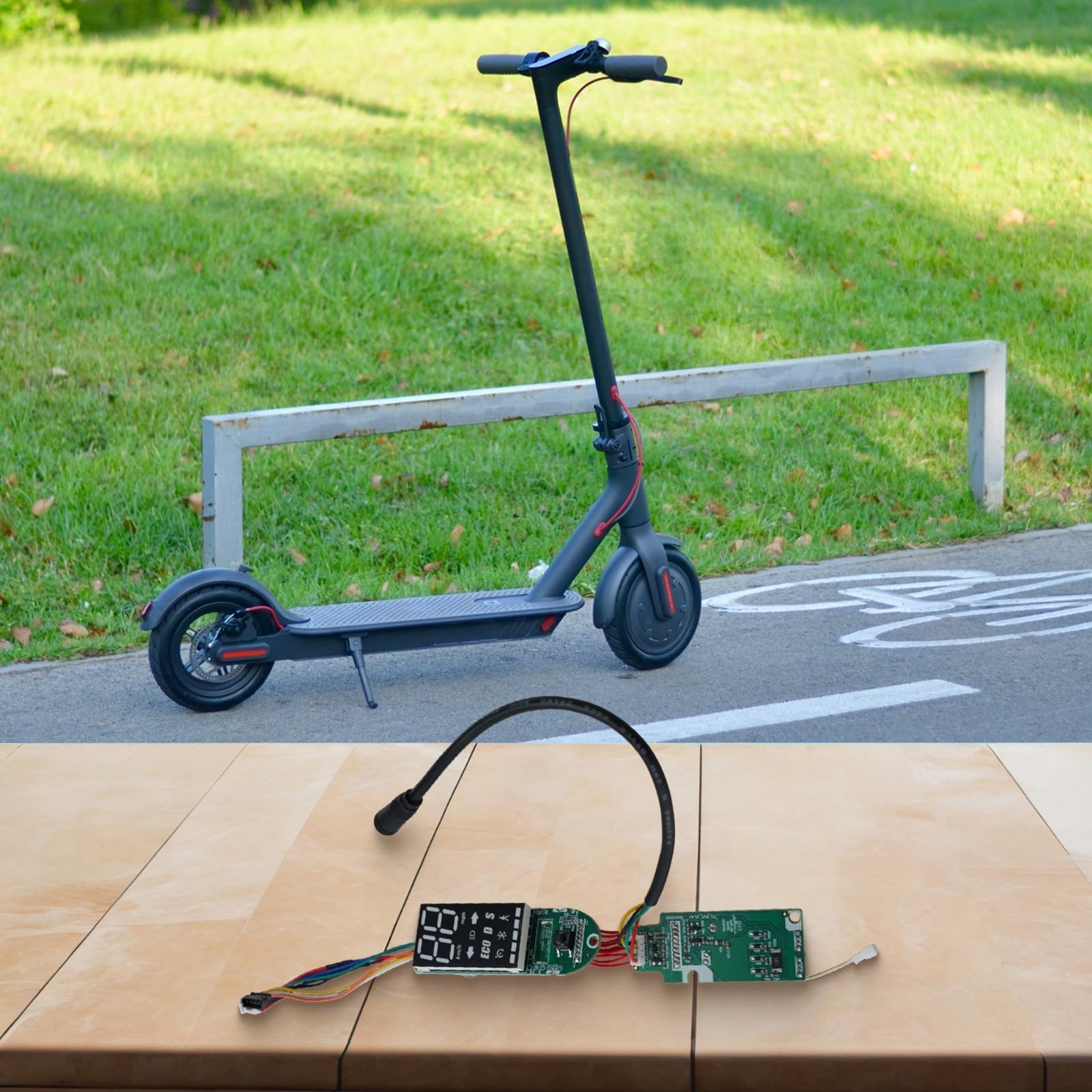 Écran d'affichage pour scooter électrique Ninebot F2 Pro avec interface étanche et transparente indiquant la vitesse, le niveau de puissance et le mode