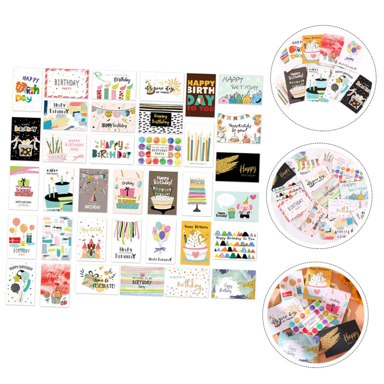 ifundom 36 Biglietti di Auguri Compleanno in Carta Buste, Biglietti di Auguri Creativi per Festa di Compleanno, Adatti per Adulti e Bambini, per DIY
