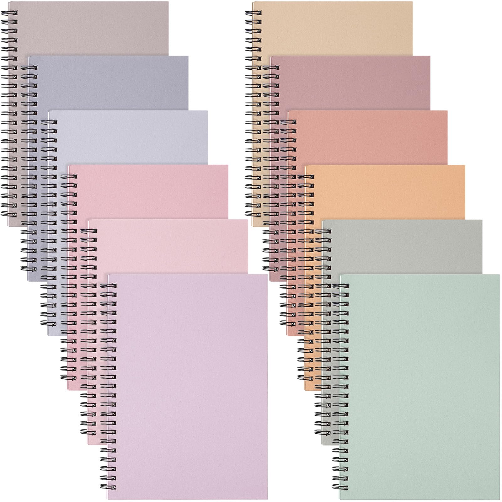Fuutreo 12 Pcs Spiral Notebook for Work A5 8.3 x 5.7 Inch College Ruled Spiral Journal Notebook Kraft Cover Notebook Ruled Paper, 12 Color, 60 Sheets, 120 Pages for Office School (Macaron Color)