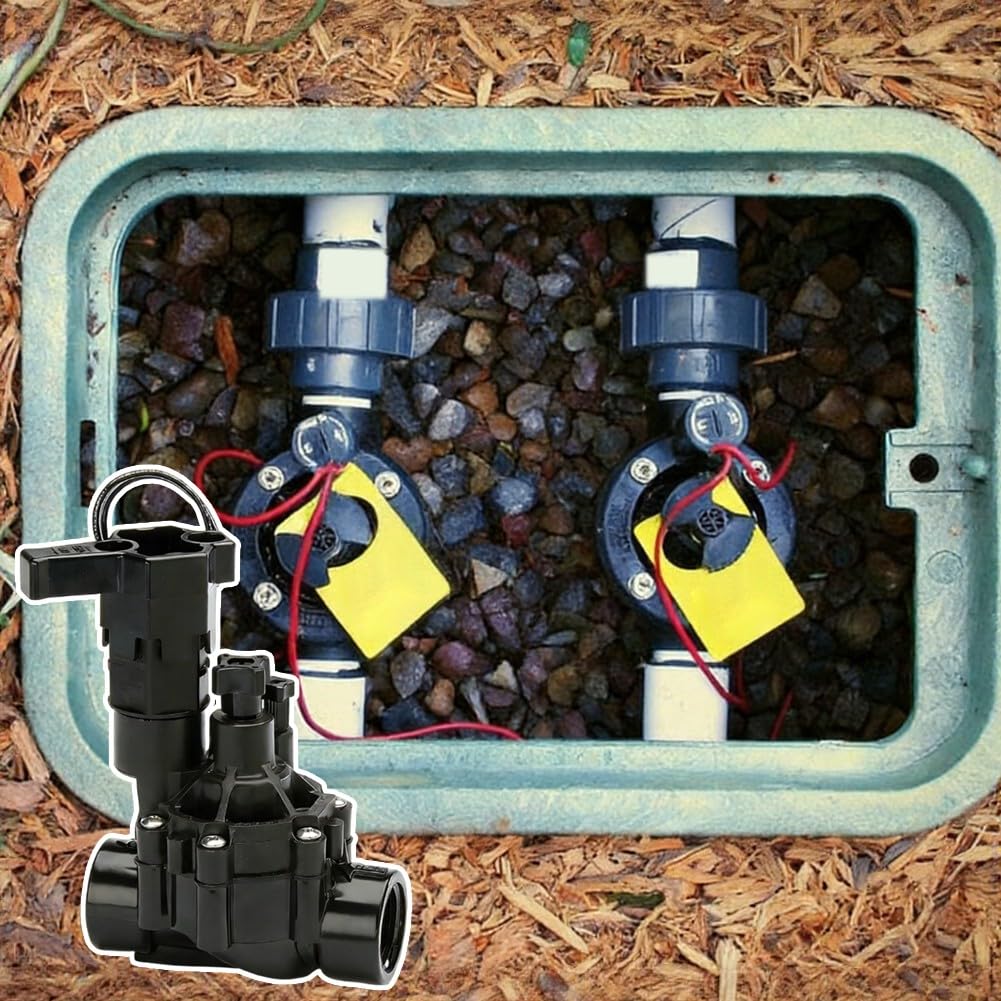 Électrovanne d'arrosage automatique CP100 à action directe avec design à débit inversé pour aménagement paysager et arrosage de jardin Noir