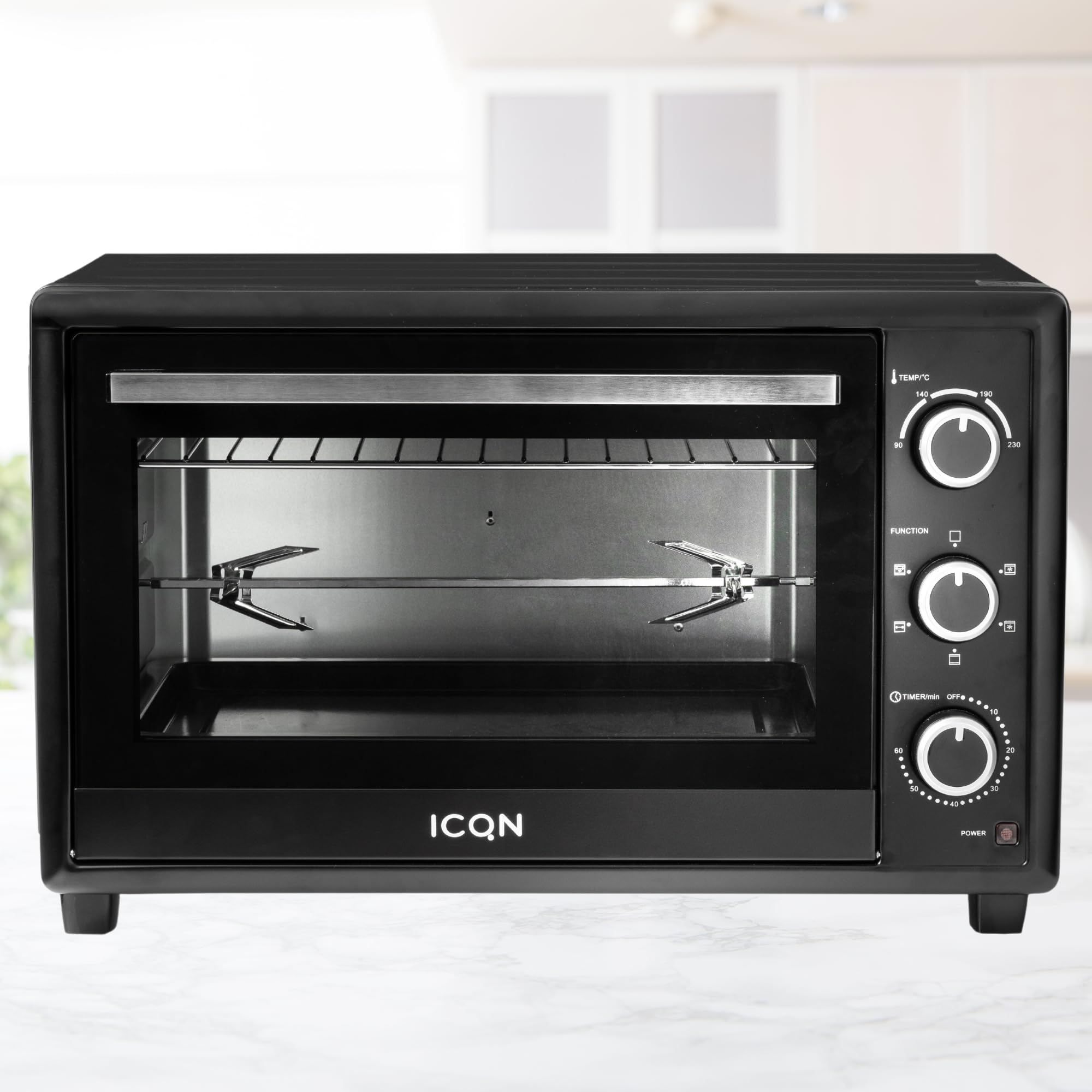 ICQN Mini Four Electrique 50L, Chaleur tournante, 40°- 230°C, 1400 W