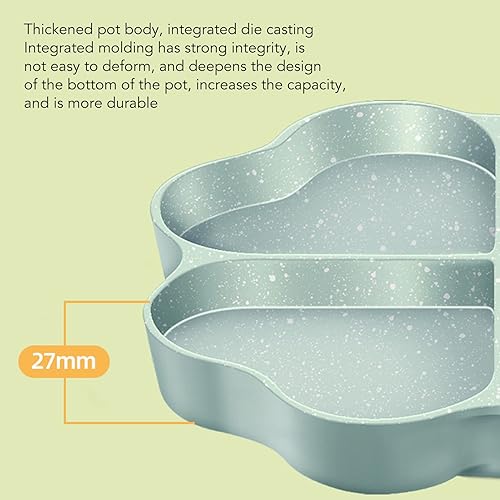 Miniatura 9 de Sartén para huevos, sartén para tortillas, sartén antiadherente en forma de corazón, 4 tazas, uniforme para panqueques con asa para cocina (verde)