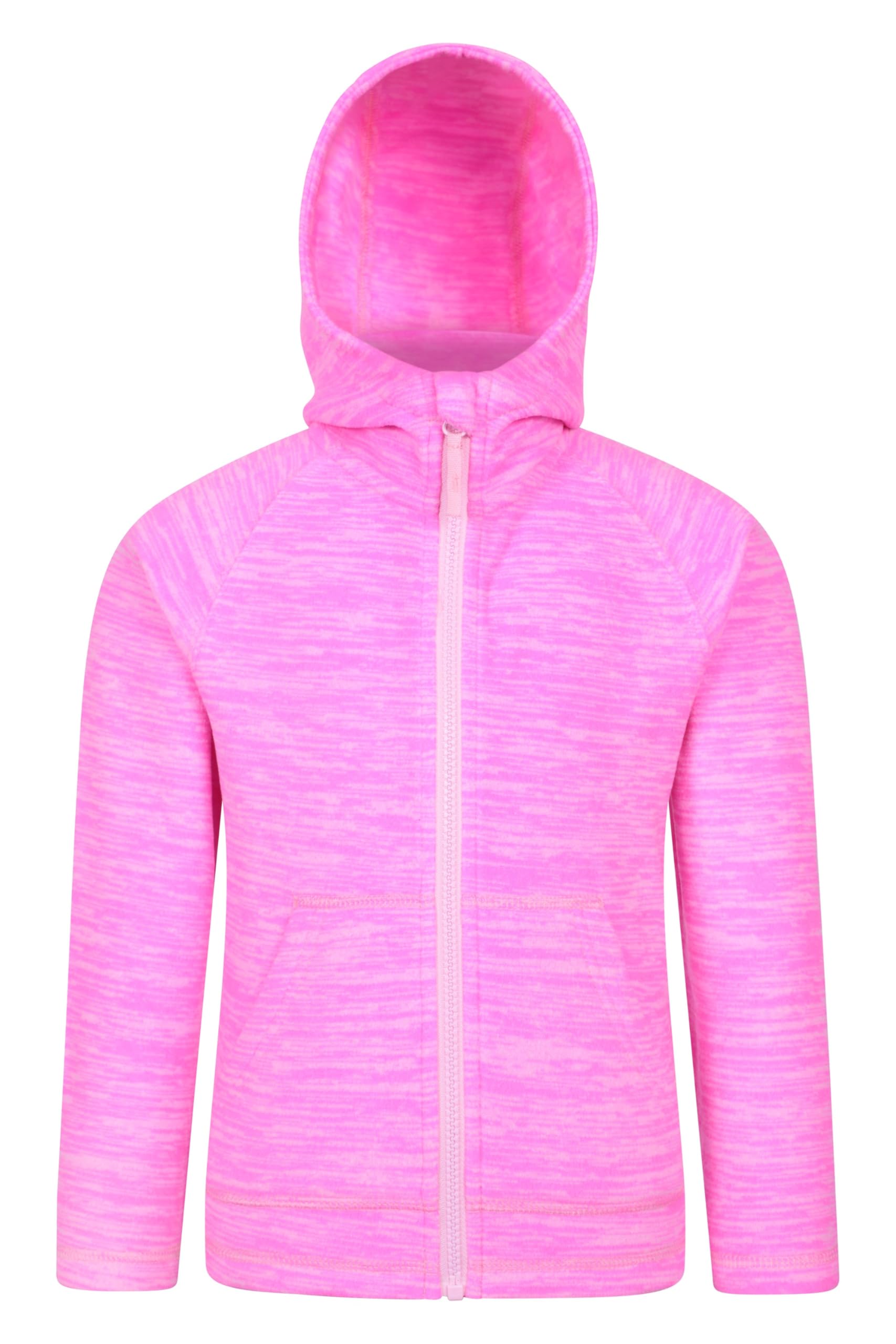 Mountain Warehouse Snowdonia II Kids Hoodie - Full-zip Microfleece Top with Front Pockets for Boys & Girls - Best for Spring Summer, Camping, Outdoors & Hiking Bright Pink 5-6y