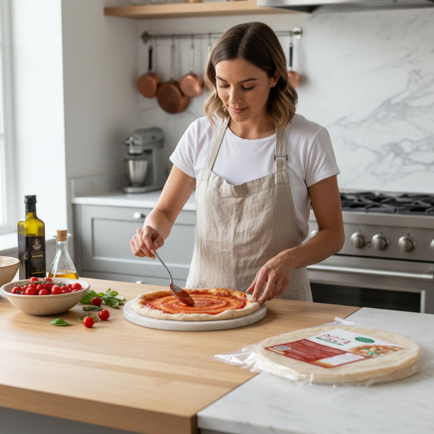 Pizza Precocinada, 6 Bases | Nuevo Formato de 250g | Pizza lista en 5 minutos, Largo tiempo de fermentación, Altamente digestiva | 6 Bases de Pizza de 250g