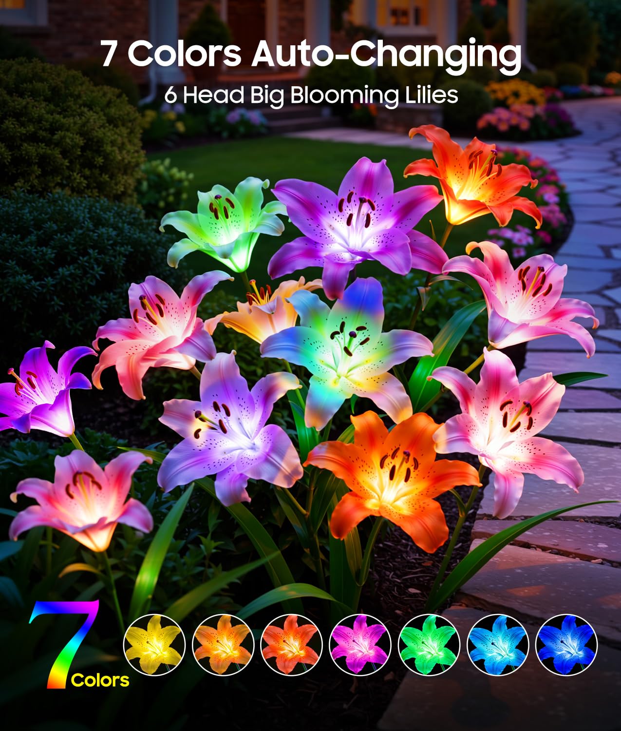 LETMY Solar Gartenleuchten, 4 Pack Solar Blumenlichter mit 6 Kopf Größere Lilienlichter, IP65 Wasserdicht Solarleuchten Außen, Dekorative Lichter für Garten, Terrasse, Hof, Blumenbeet