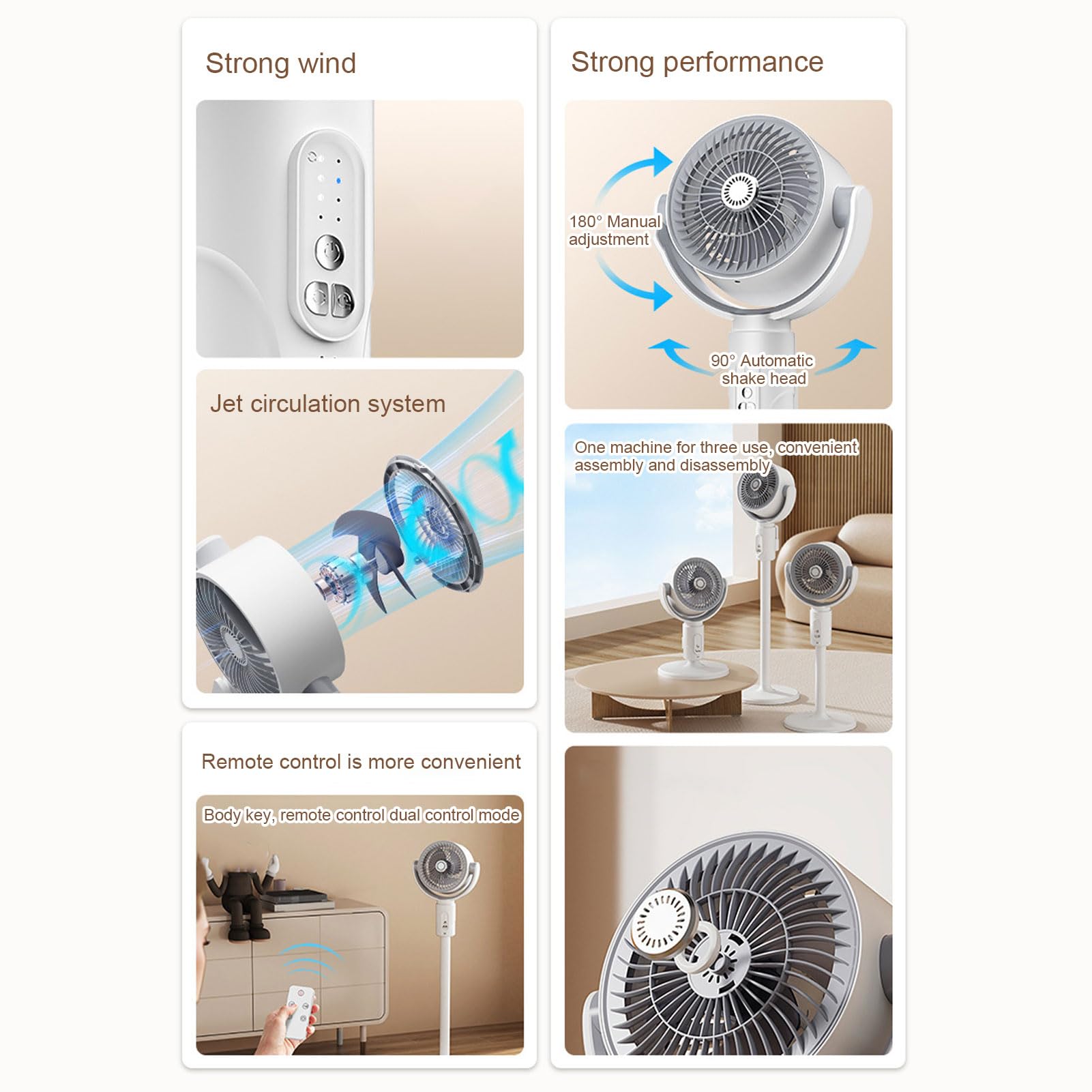 KKPLZZ Standventilator, Leiser Betrieb, 4 Geschwindigkeitsstufen, 8-Stunden-Timer, Höhenverstellbar, Oszillierend, mit Fernbedienung, für Schlafzimmer, Büro und Zuhause Zur Luftzi