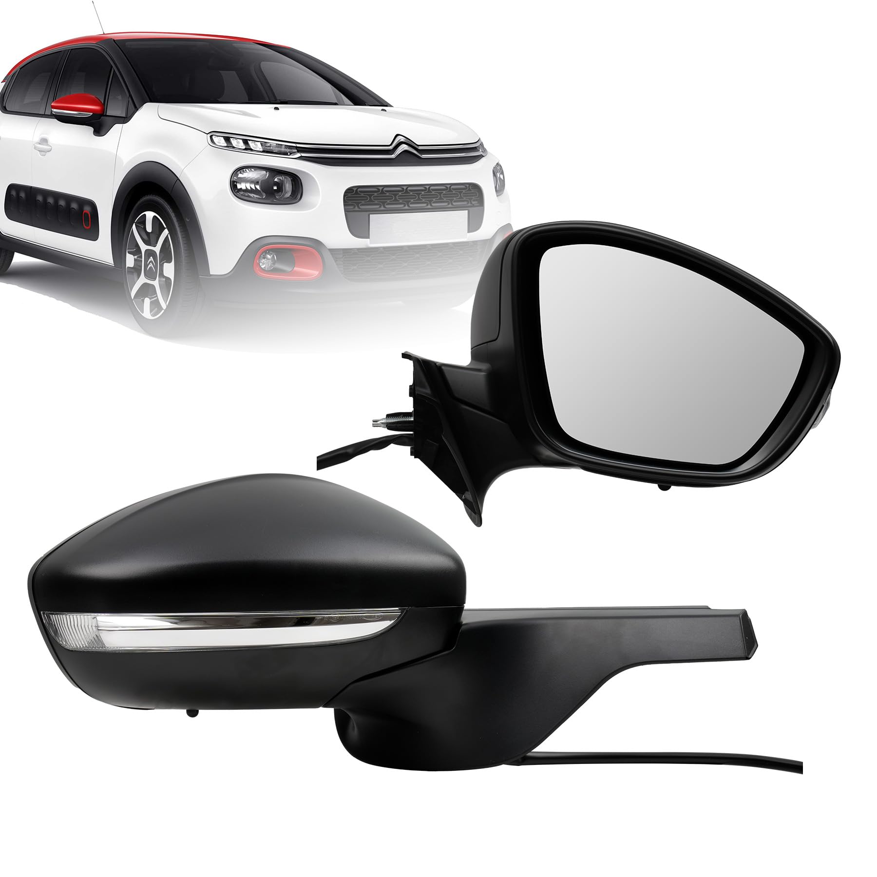 Rétroviseur Extérieur Droit Convexe Citroën C3 II & DS3 - Avec Clignotant, Électrique