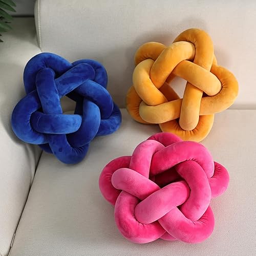 Miniatura 5 de Almohada de nudo verde esmeralda, almohada de felpa anudada de 12.59 pulgadas, cojín lumbar, almohada estética, decoración del hogar y la oficina