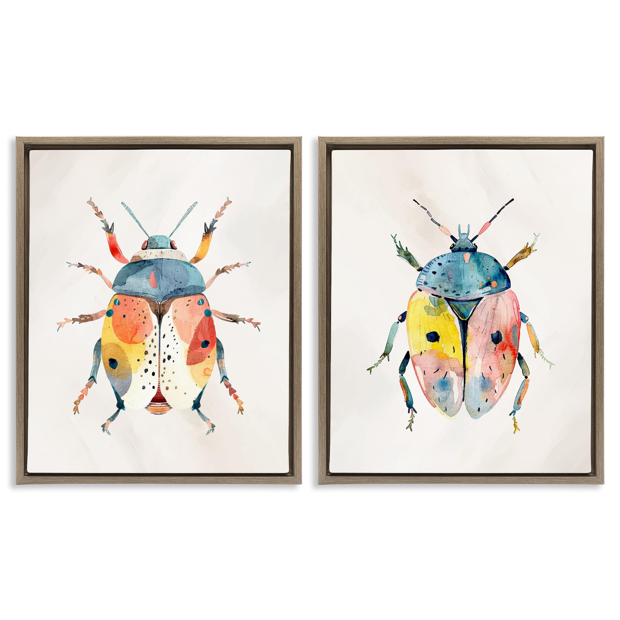 'Colorful Boho Beetles'| 2pc Floating Frame Art Set 2