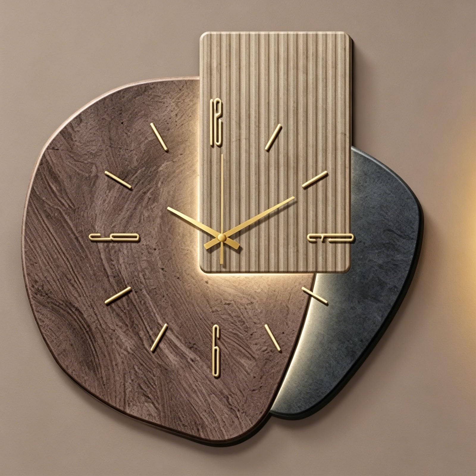MDEUFYWEGB 3D Aesthetic Wall Clock Art — Modern Crystal Porcelain LED Illuminated Art — Decorative Wall Clock for Living Rooms, Entryways, and Hallways(E,60 * 60cm/23.6 * 23.6in)