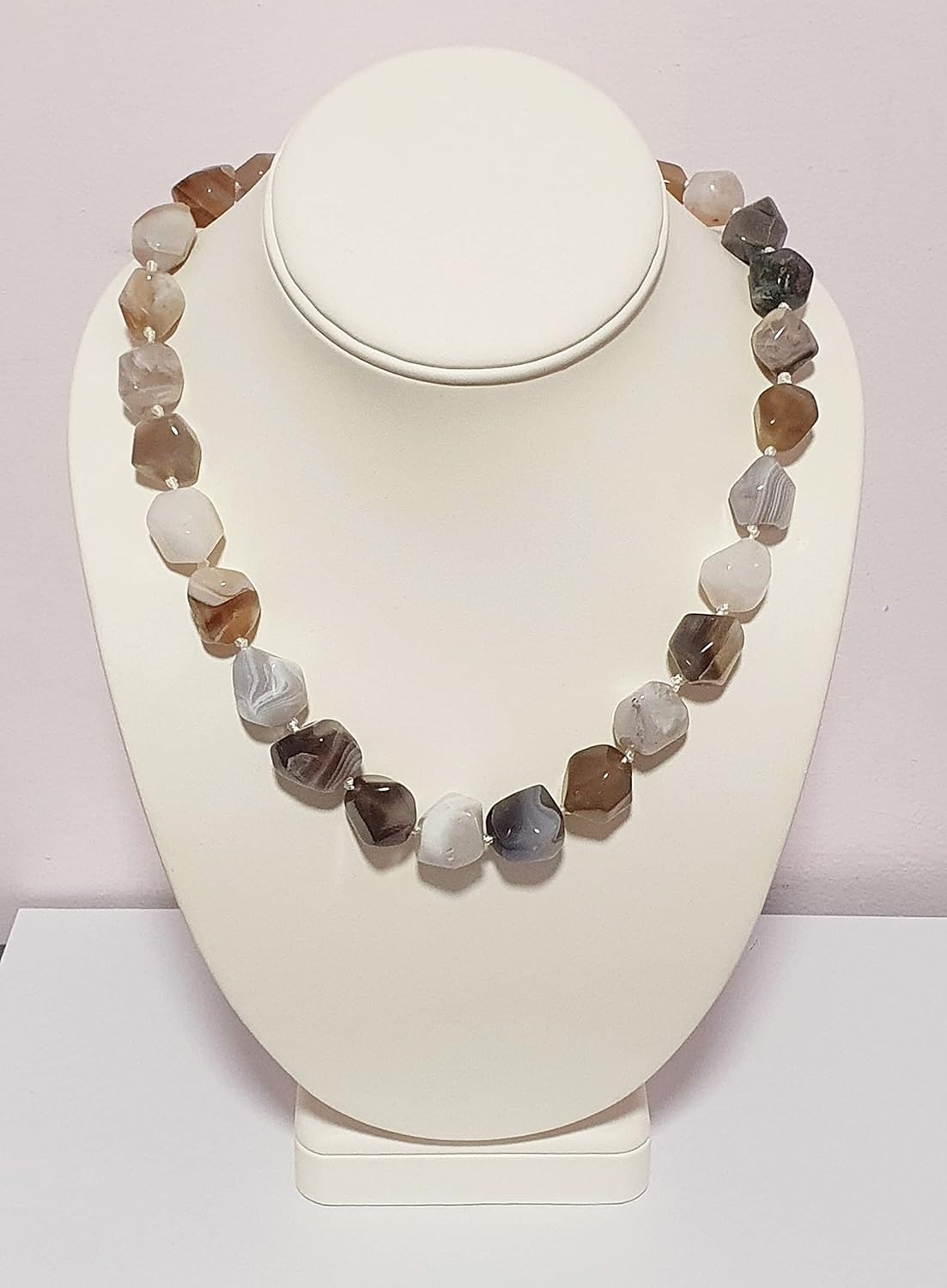 Treasure Bay Chunky Statement Natural Gemstone Beaded Necklace for Women Women's Handmade Necklace (Agate) - Image 4