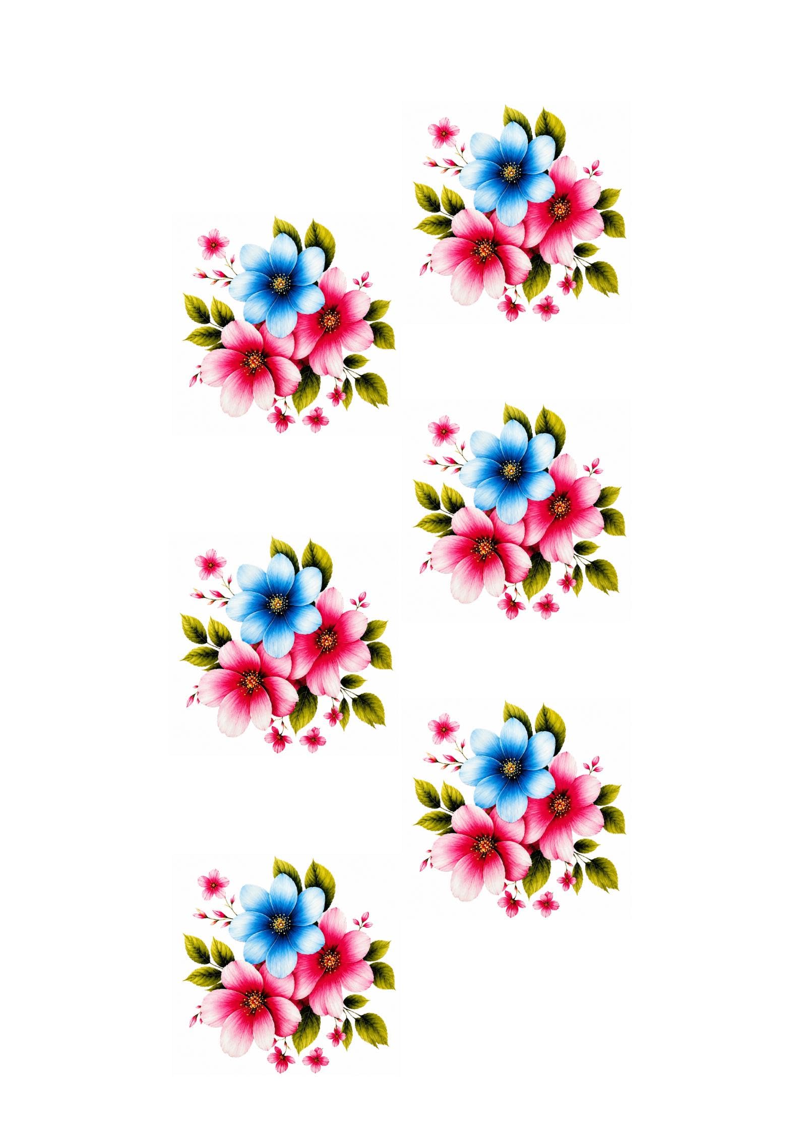 Premium DTF Blue Pink Petals Heat Transfer Stickers Pack of 6 Prints | Iron-On Application, Fade Resistant & Washable, For Cotton & Polyester, Vibrant Floral Print, DIY & Personalisation-image-18